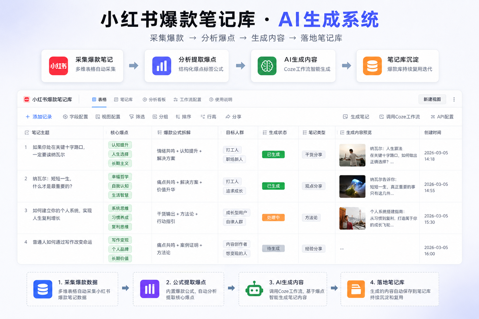 小红书爆款笔记库与 AI 生成系统